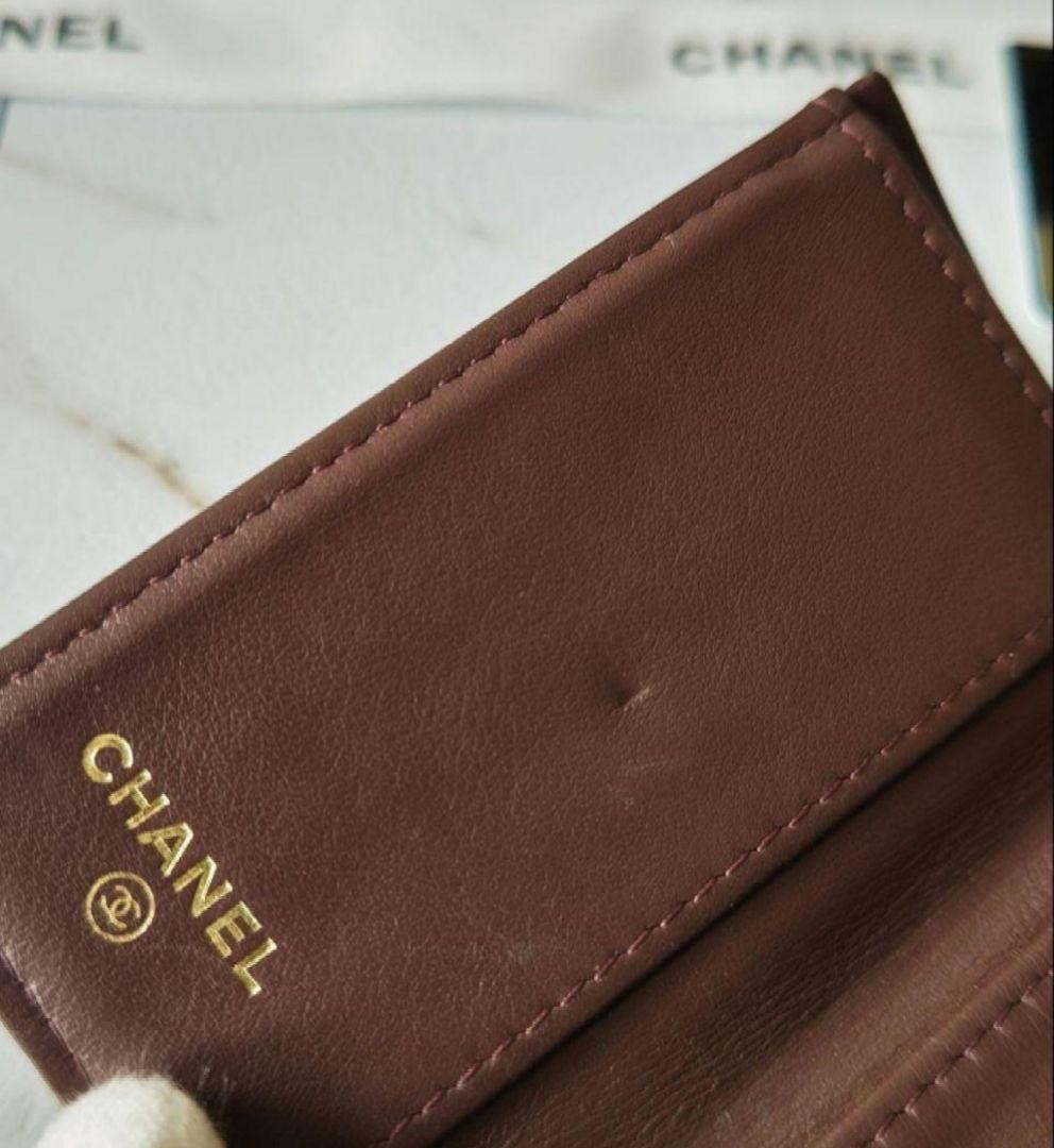 CHANEL Tri Fold Wallet Mini Compact 2.55 Matelass Black