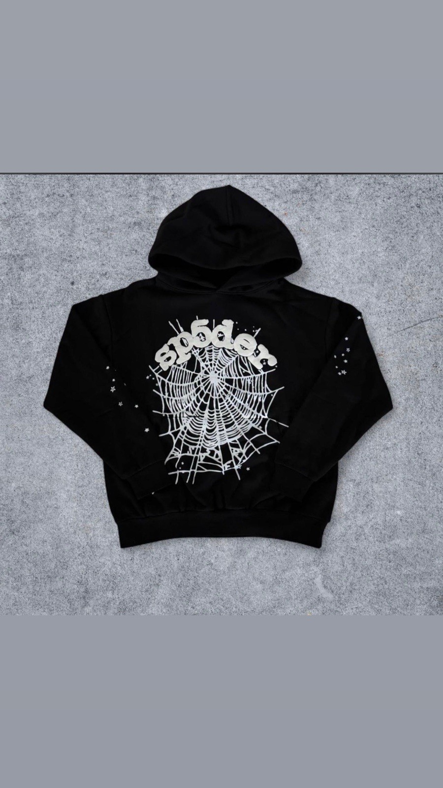 sp5der Men’s Size L Black/White Pullover Hoodie Spider Web Graphic Fleece