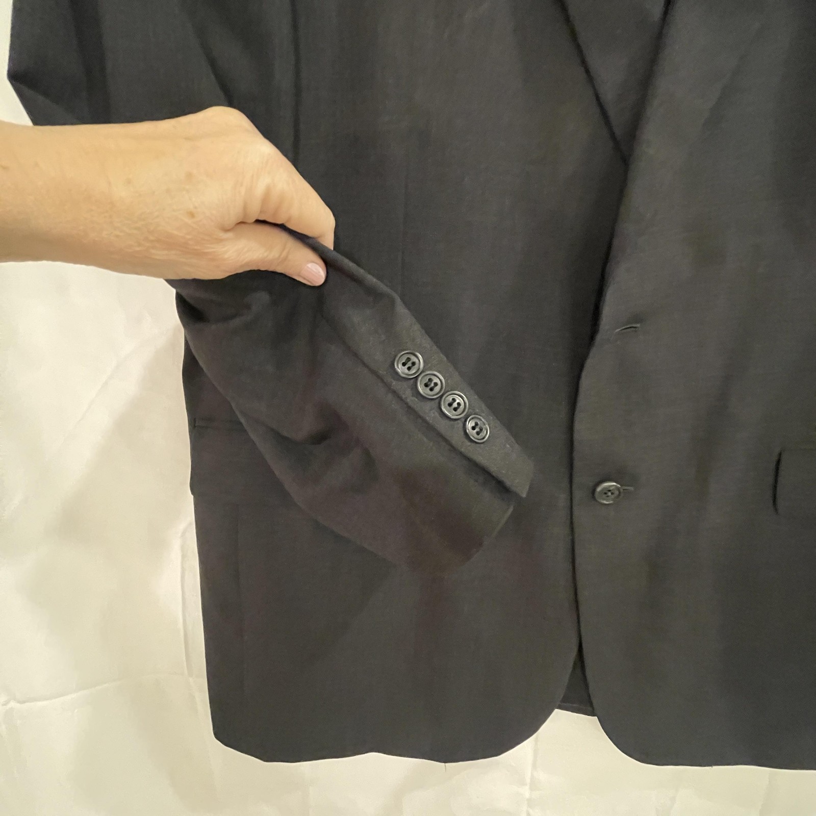 Stafford Essentials Blazer Sport Coat Mens 46R Gray Wool 2 Button Notch Lapel