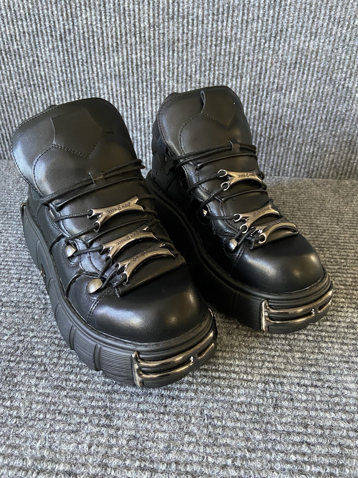 New Ws 10 Black Shoes Heavy Metal Thick Bottom Trendy Punk Gothic Dark Lace up