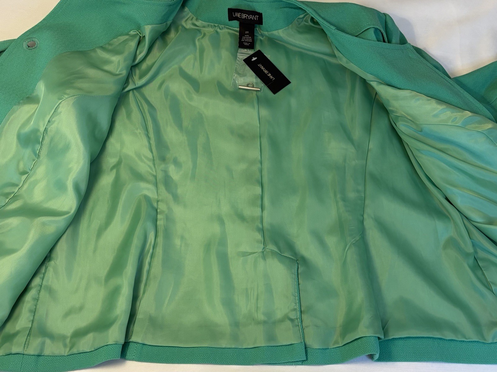 LANE BRYANT Green Toggle Blazer Women 20 Lined Collarless Textured Professional