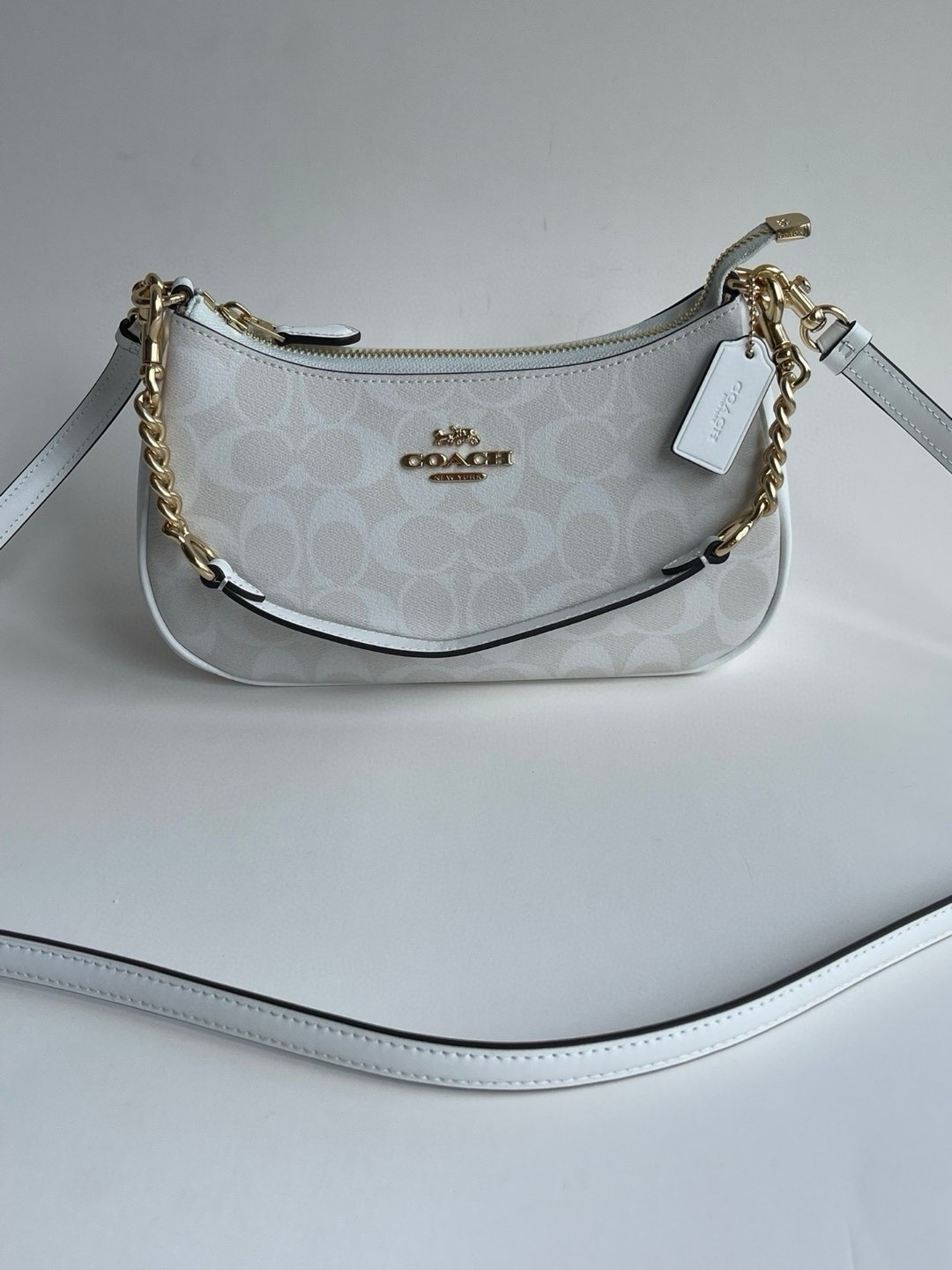 NEW COACH Teri 2Way Shoulder Bag Signature Coated Canvas White outlet CA548