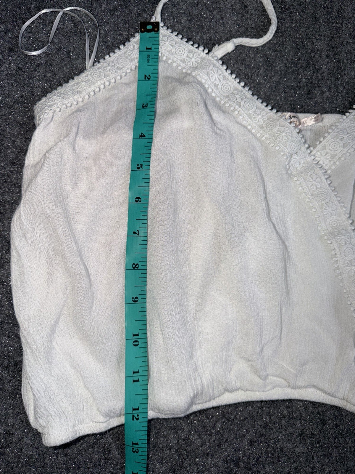 miami White Lace-Trim V-Neck Spaghetti Strap Camisole Size M