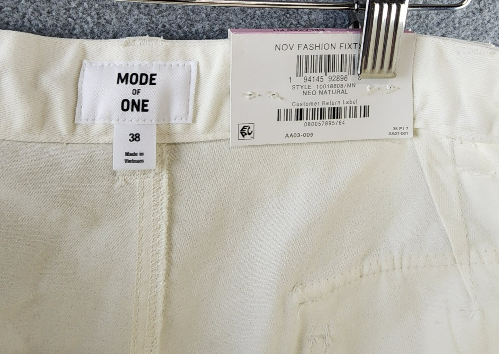 Mode of One Regular-Fit Utility Pants Men’s 38 Neo Natural Button Zip Closure