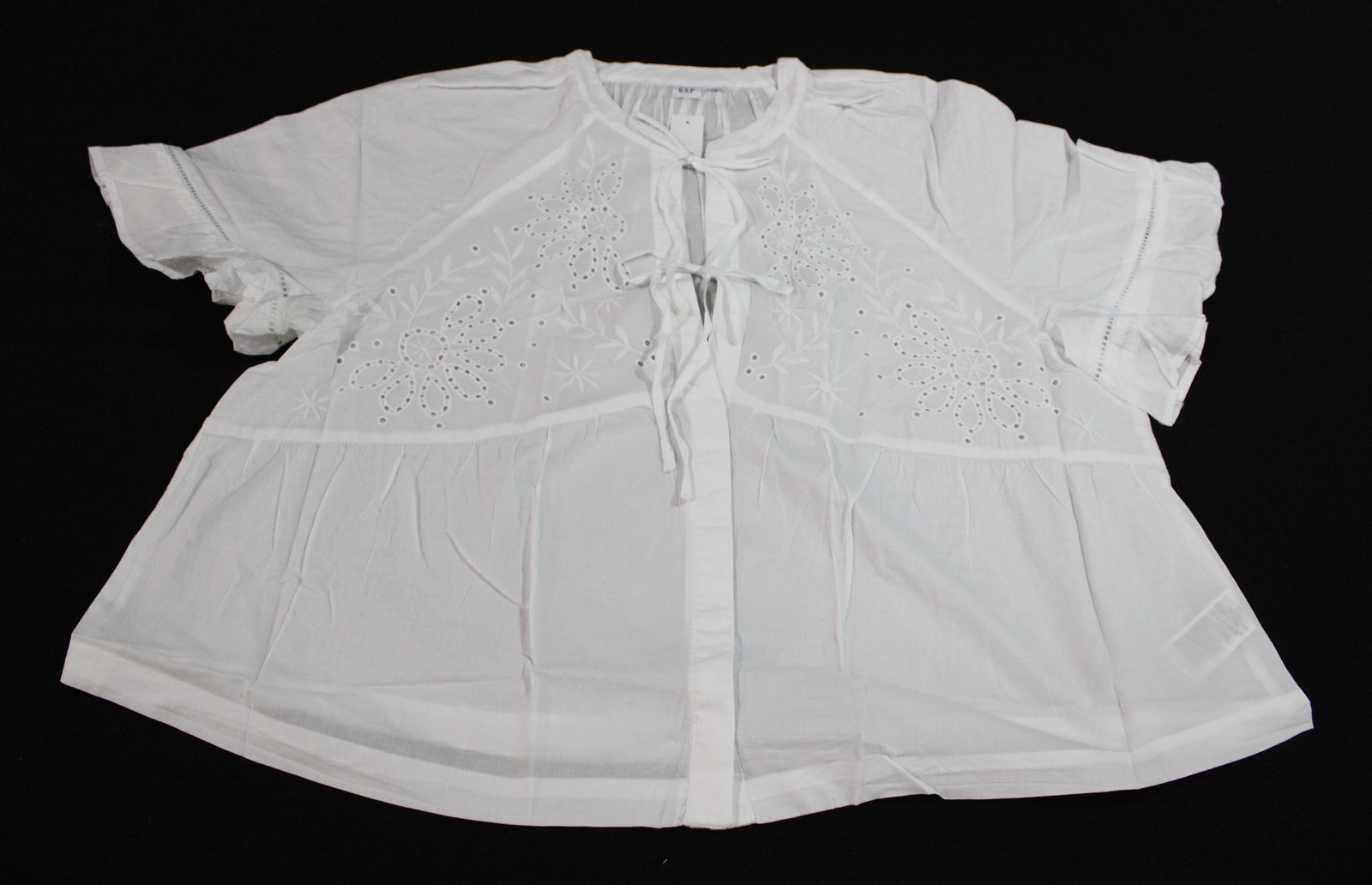 Gap Women’s Splitneck Tie Front Short Sleeve Top EJ3 Optic White Size 2XL NWT