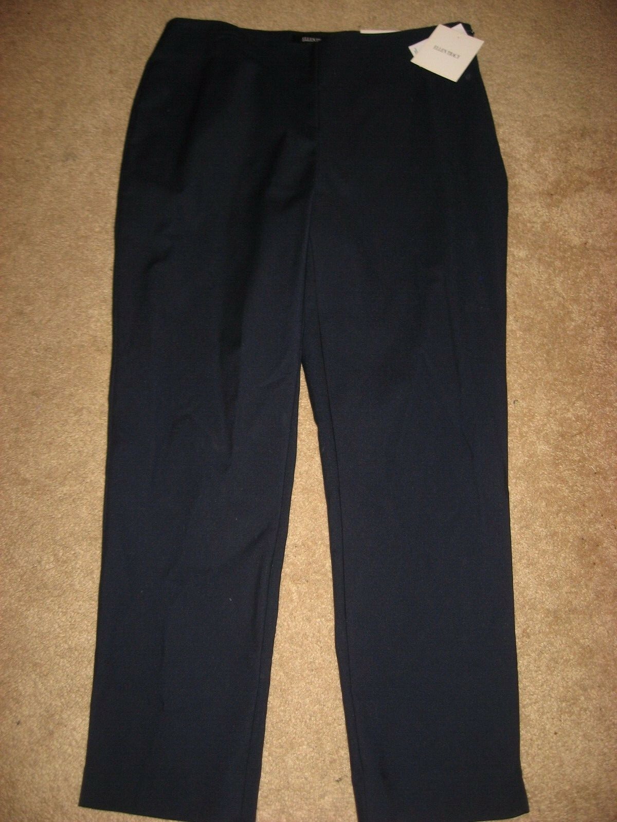 Womens NWT Navy ELLEN TRACY Stretch Modern Slim Pants 12 $79.50