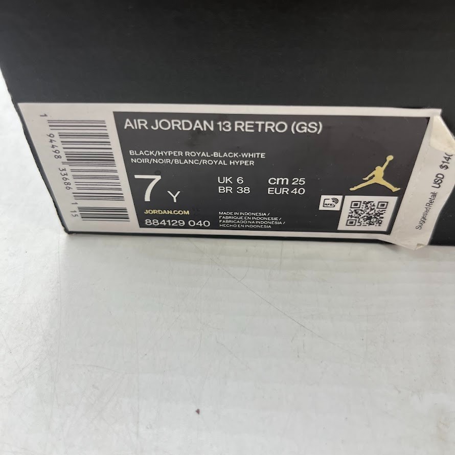 Jordan 13 Retro Black Hyper Royal Blue Sneakers 884129-040 Size US 7Y New