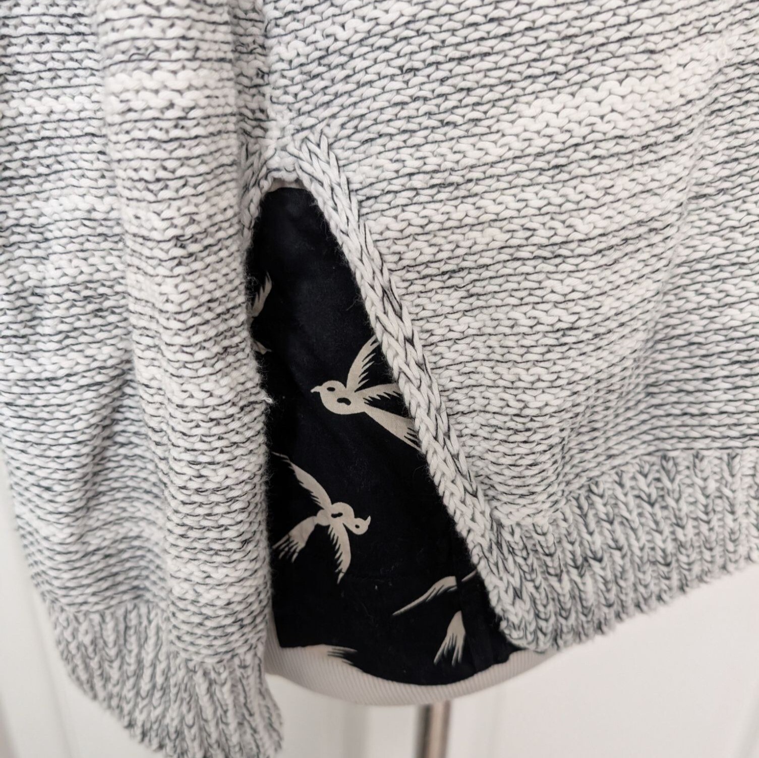 Field & Flower Bird Print Marled Cardigan Womens Size Small Whimsical Layered