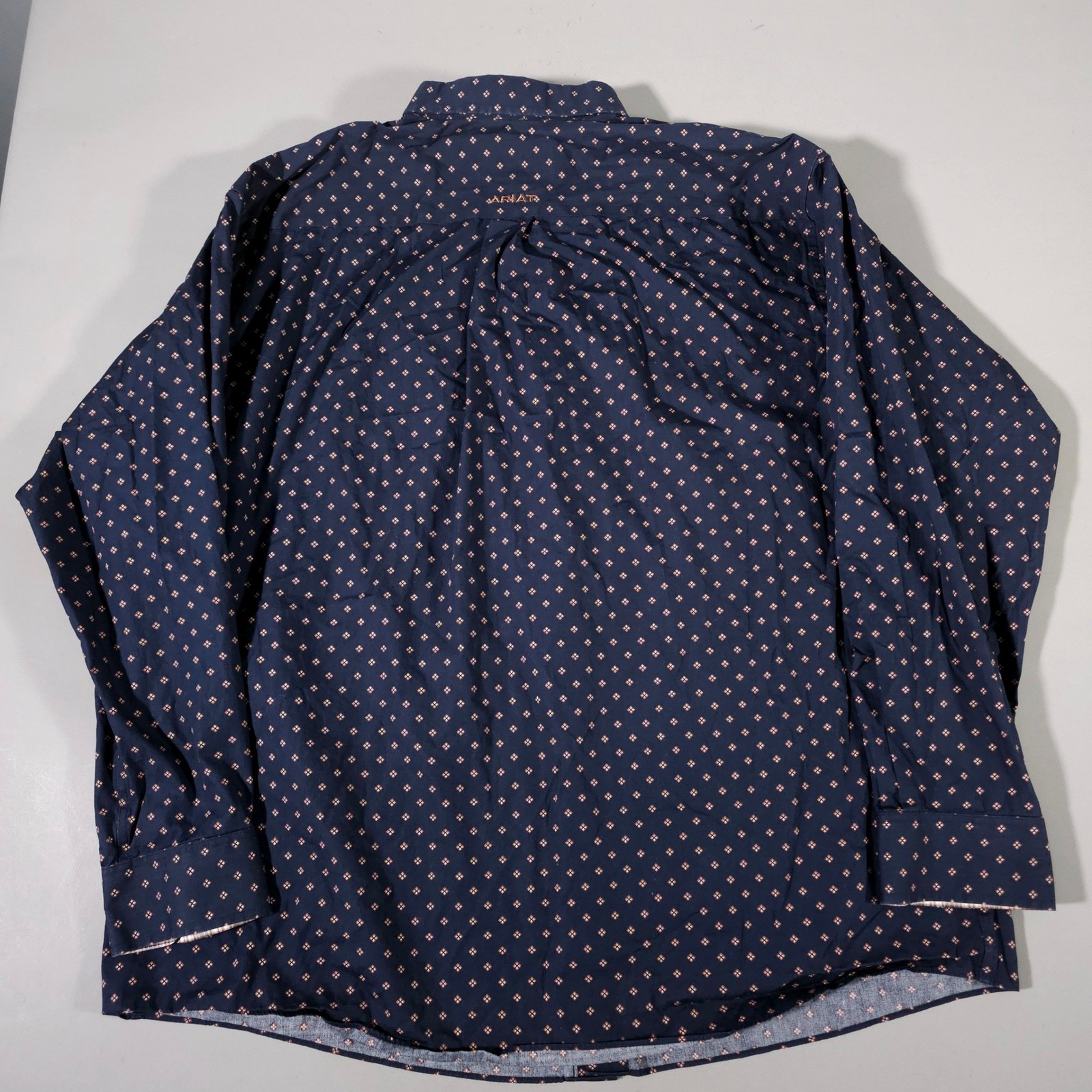 Ariat Kaiser Button Down Shirt Mens XXL Navy Geometric Print Wrinkle Free