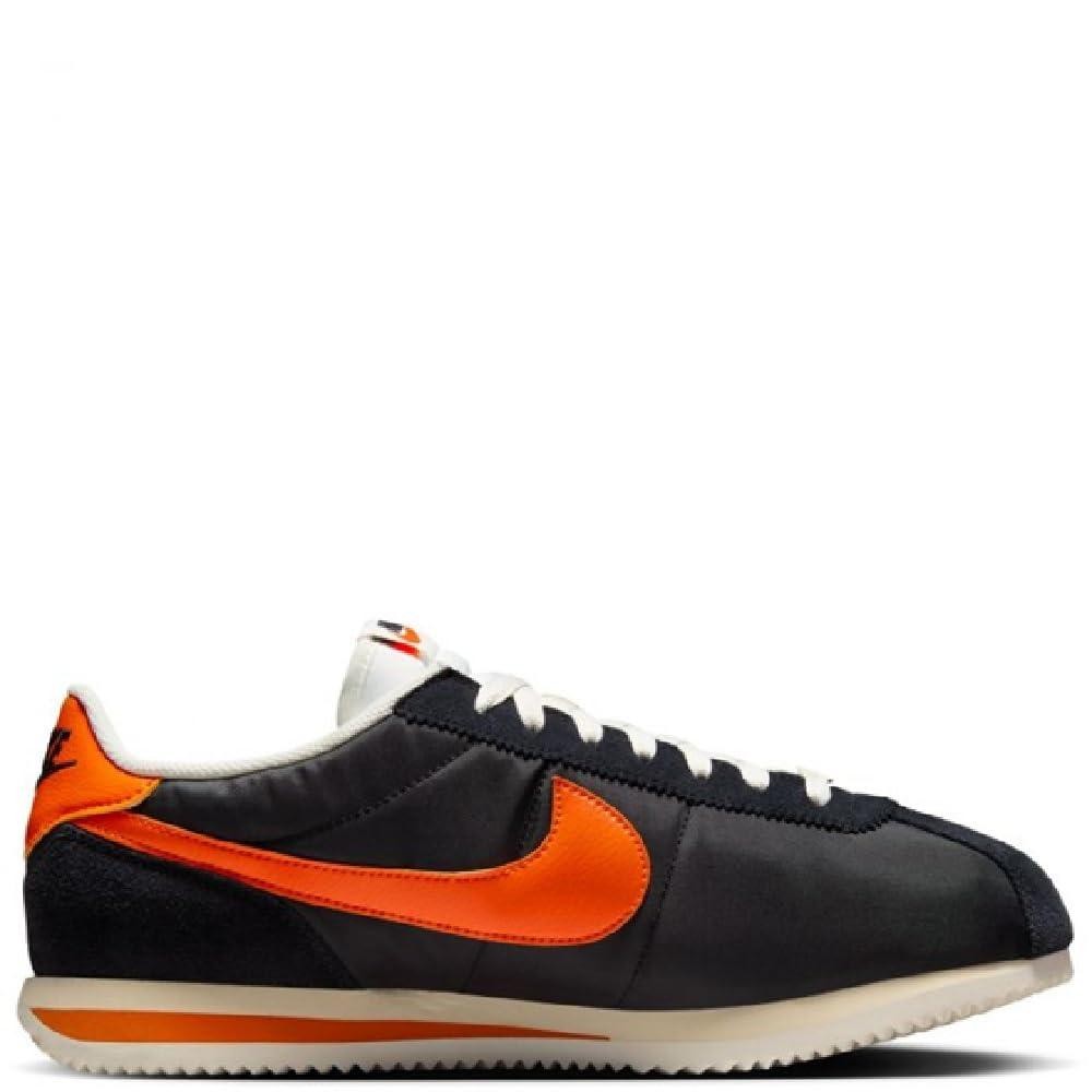 Nike Mens’ Cortez Textile Shoes – Black/Sail/Muslin/Safety Orange