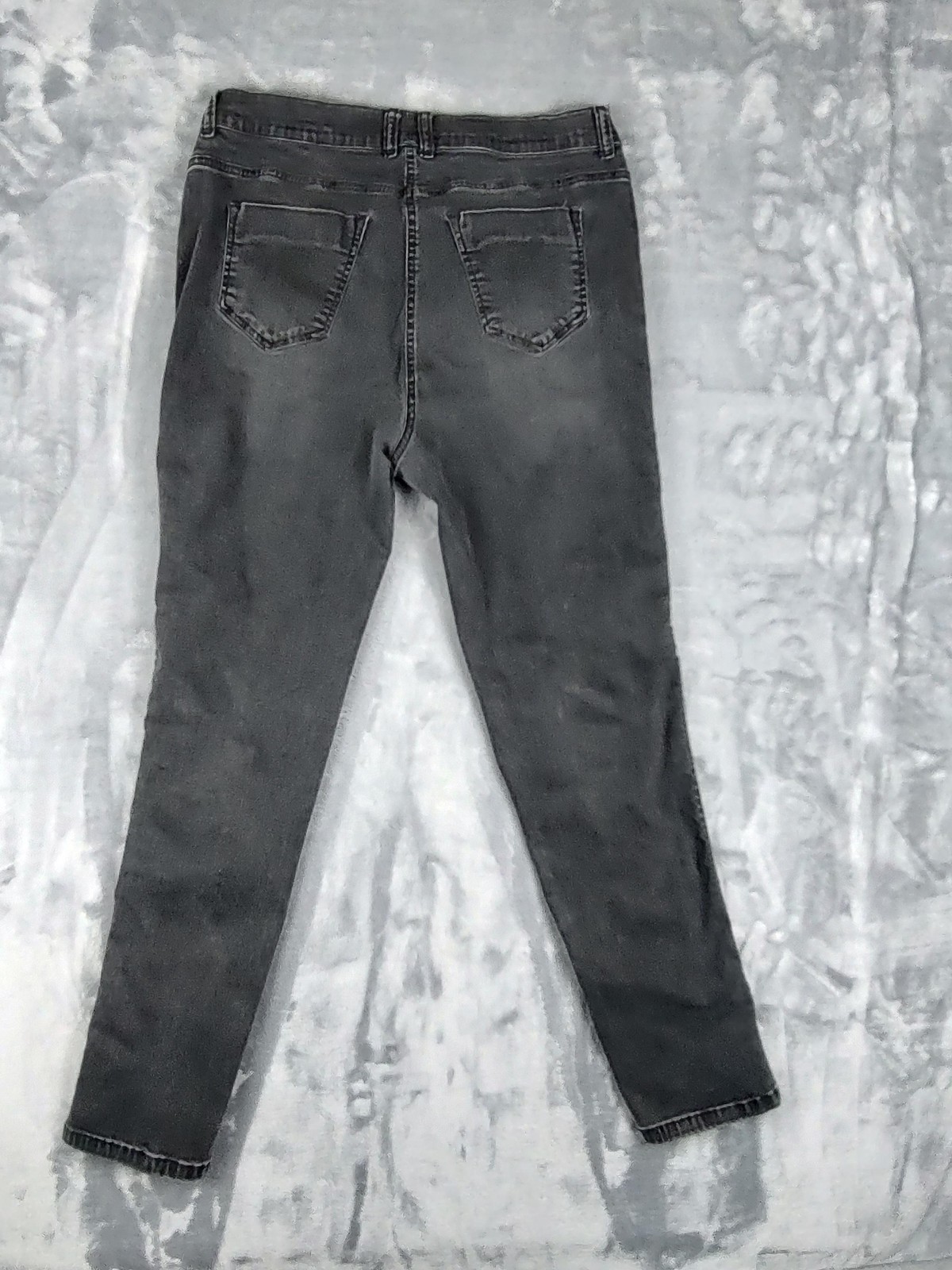 Ulla Popken Jeans Womens 14 Gray High Rise Skinny Side Zip Denim Charcoal Wash