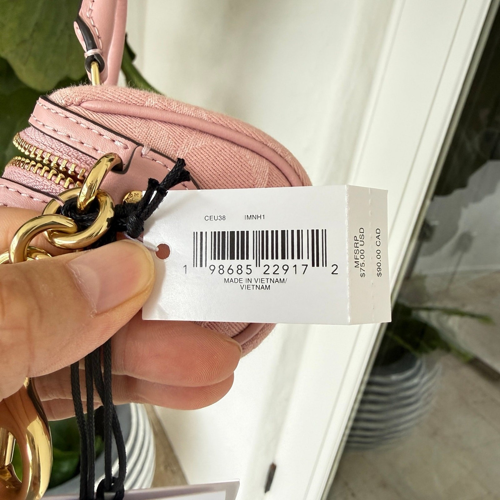 Coach Mini Rowan Bag Charm In Signature Denim CEU38 denim/Gold/Light Pink