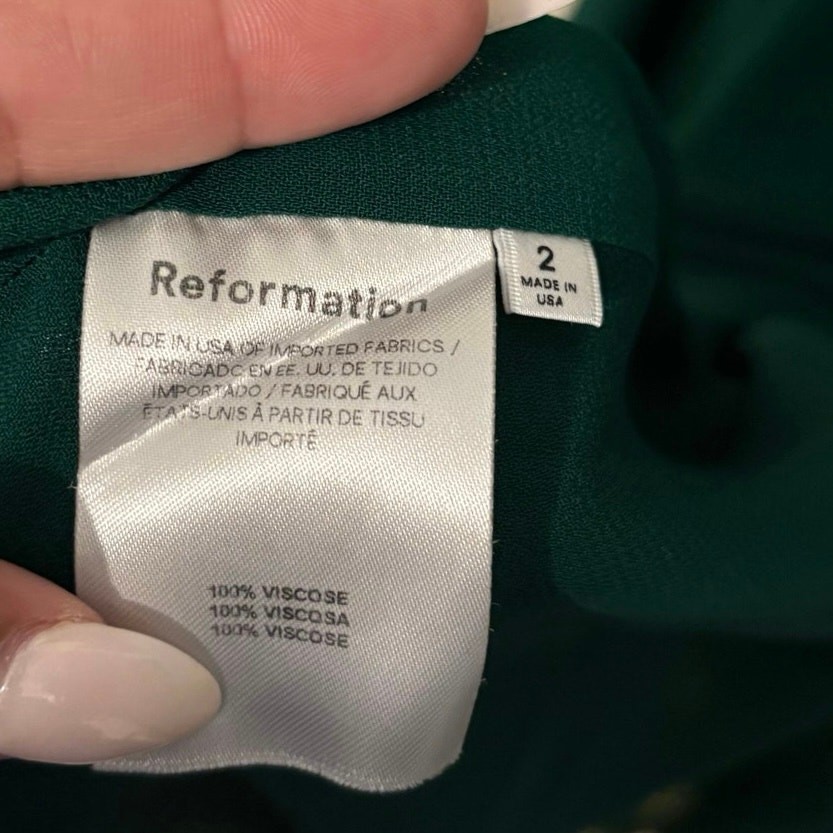 Reformation Emerald Green Twilight Midi Cocktail Slit Dress Size 2