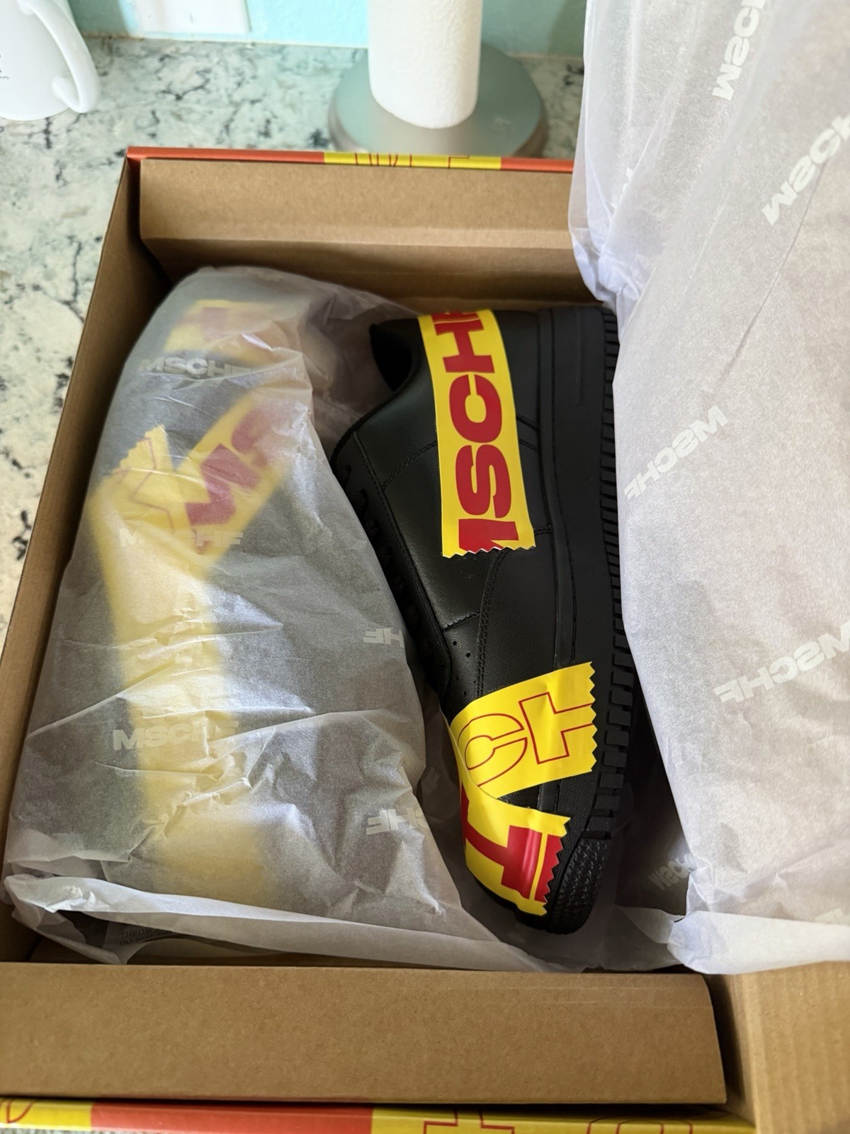 MSCHF TAP3 Black Yellow Red mschf-007 Leather Sneaker Men’s 2022 7M/8.5W