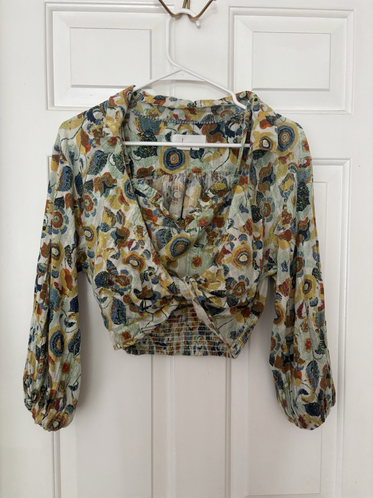 Anthropologie Flora Long Sleeve Crop Top With Matching Bralette Size Xxs