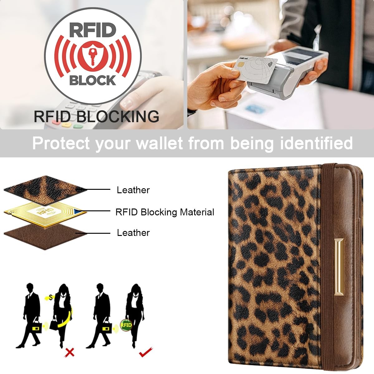Passport Holder Cover,Traveling 5.5 x 3.93 x 0.6 inches, Leopard
