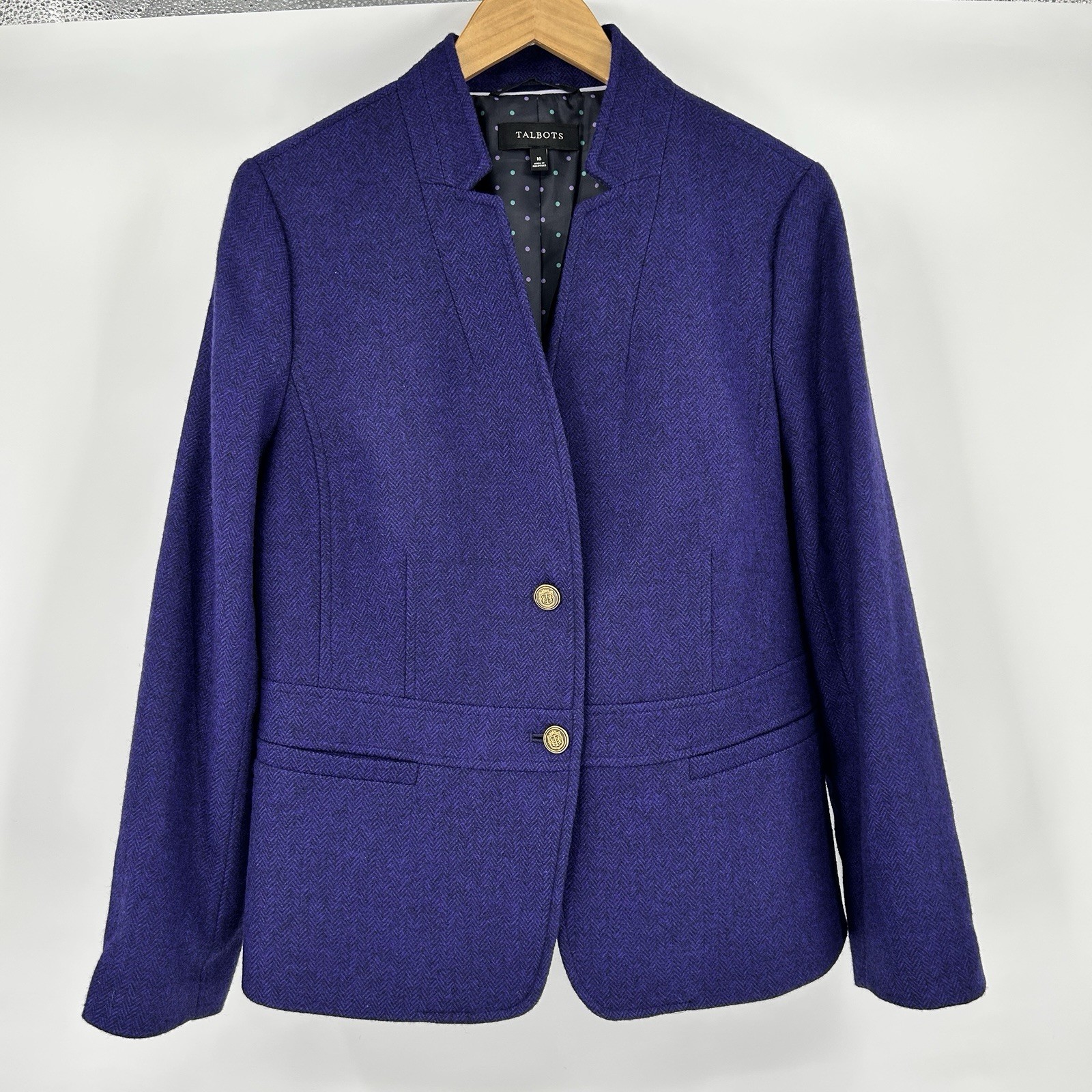 Talbots Quiet Luxury Blazer Jacket Womens 16 Wool Blend Career Preppy Old Money
