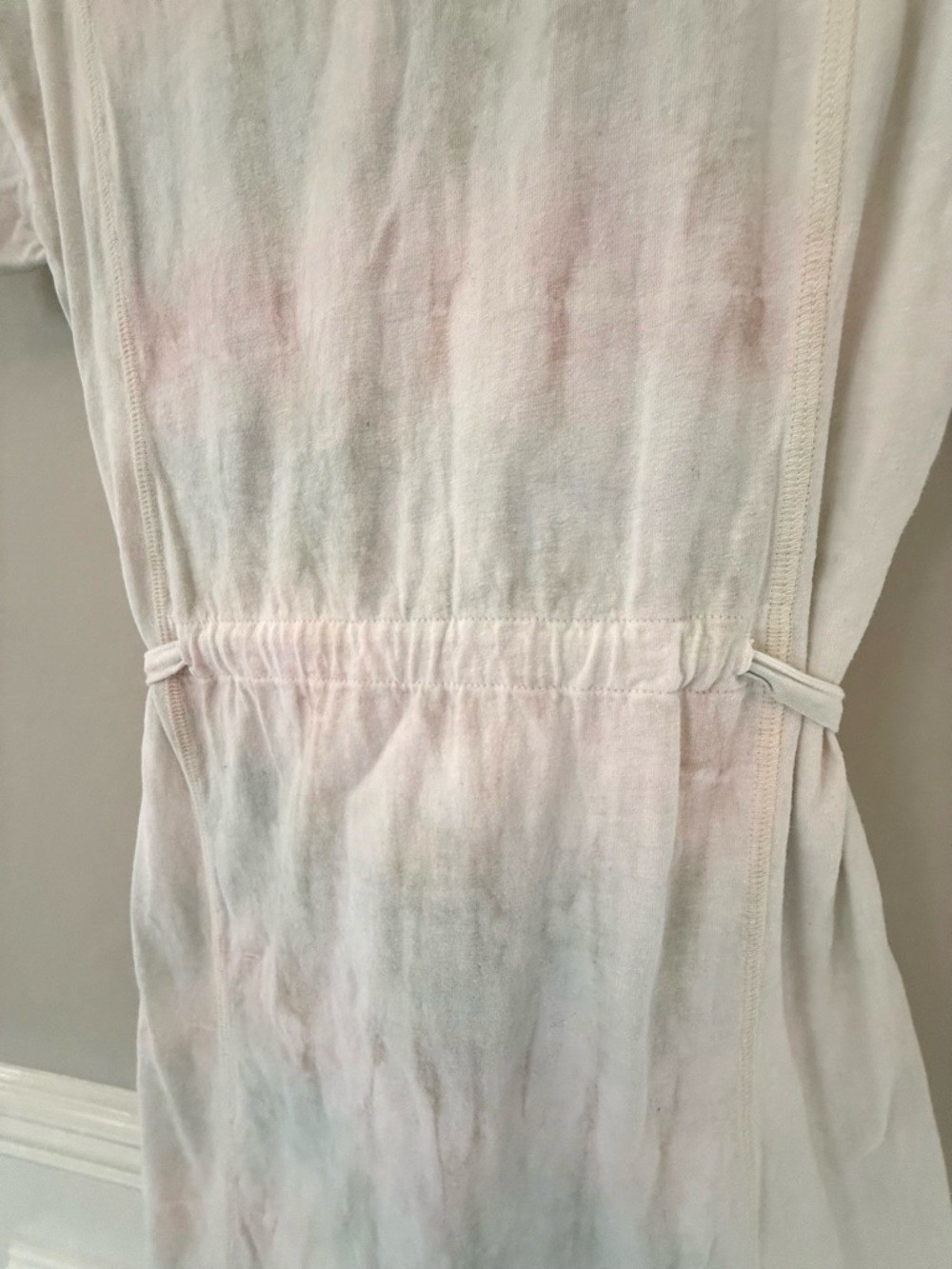 John Elliott Pastel Tie Dye T Shirt Dress Tie Waist Pink White Size S