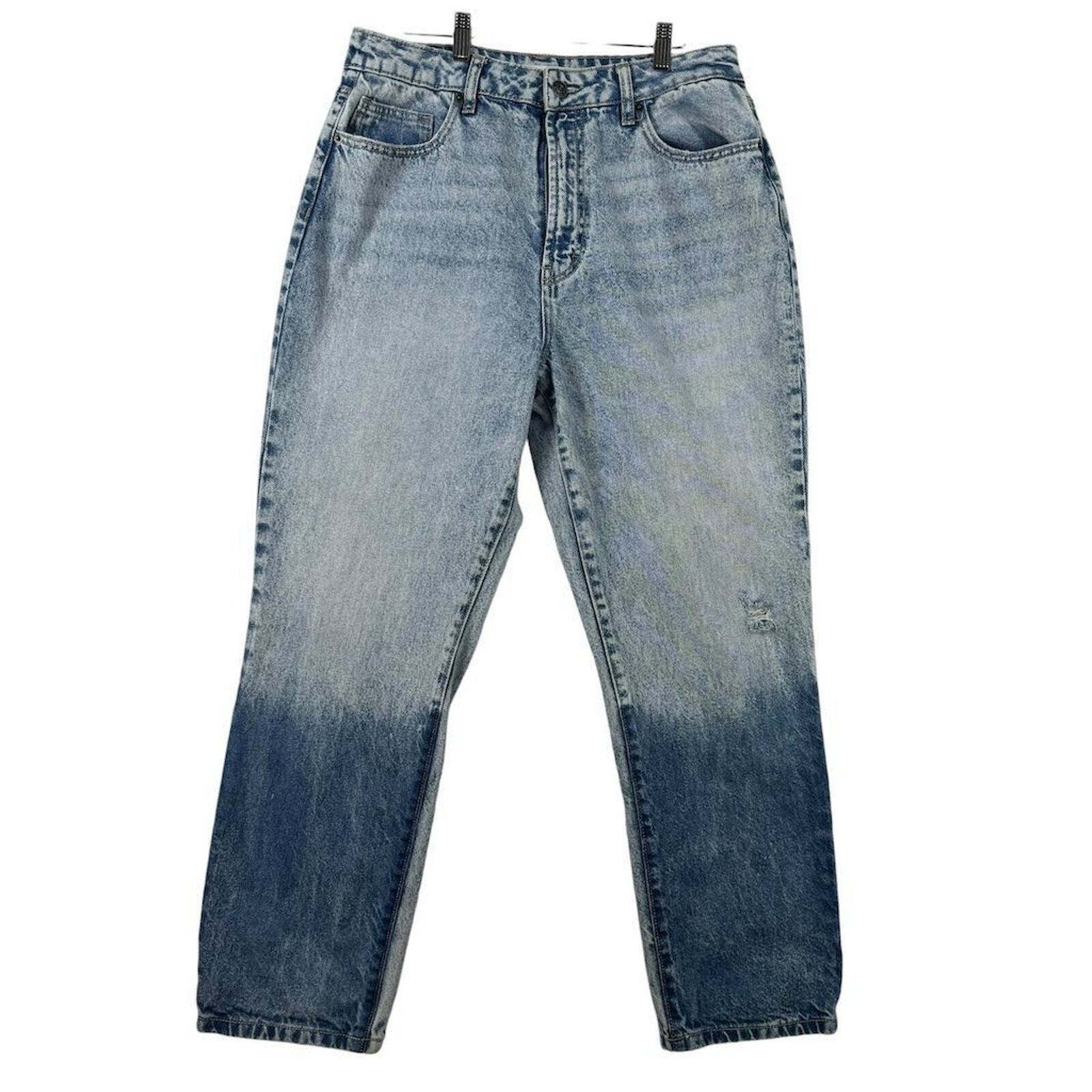 Hidden High Waist Mom Jeans Women Size 31 Blue Denim 90s Dip Dyed Grunge Hip Hop