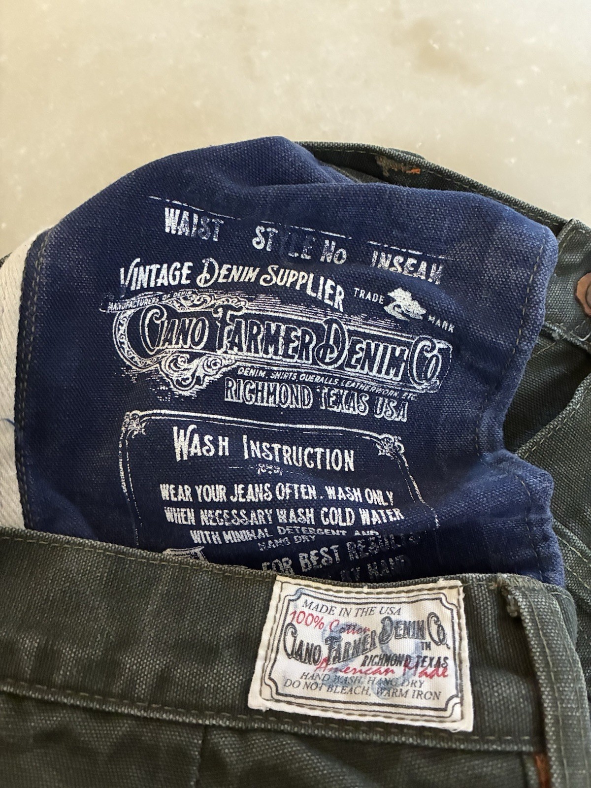 Ciano Farmer Denim Co Green Canvas Workwear Pants 28 X 27.5 Made In USA