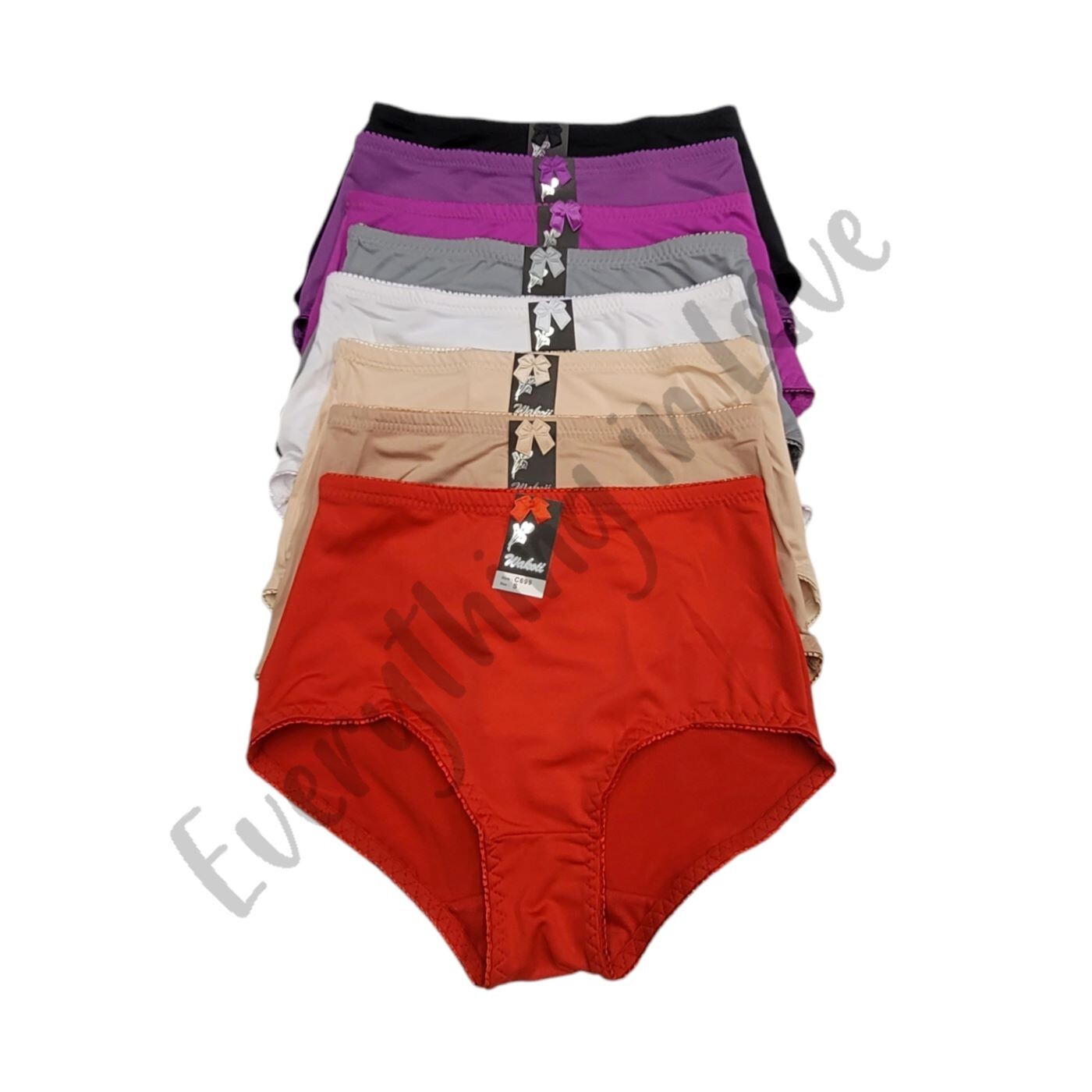 Wakoii Mid-High Waist Stretch Nylon Breathable Full Coverage Satin Brief Panties
