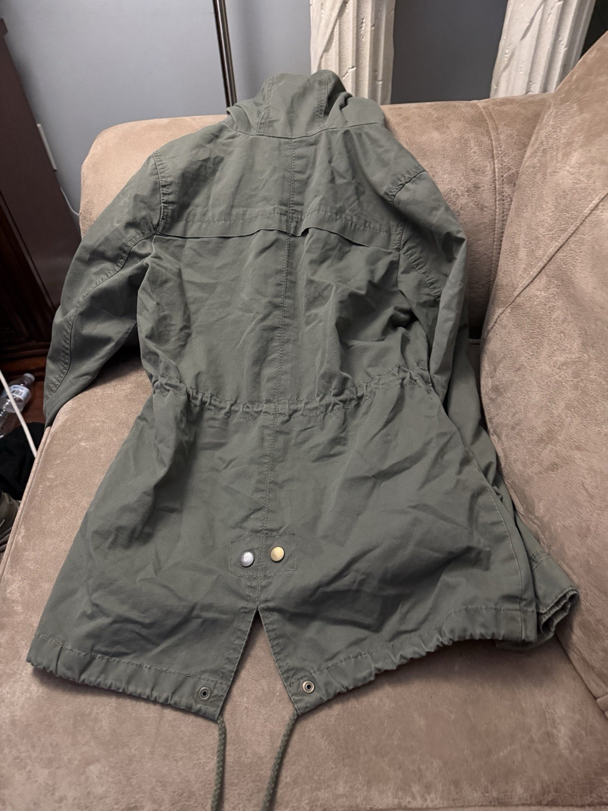 Ambiance Green Hooded Parka Jacket Full Zip Button Pockets Women’s Size S
