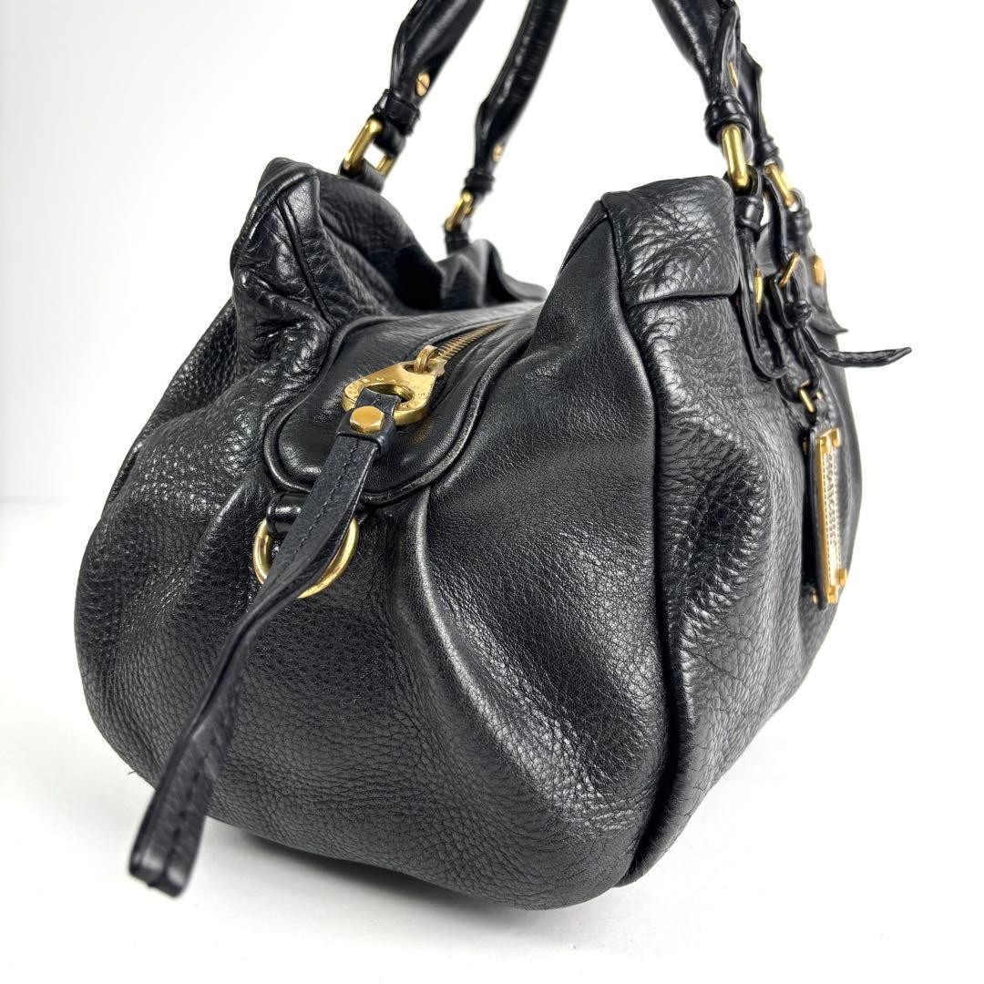Marc by Marc Jacobs Classic Q Black Leather 2 Way Shoulder Bag Y2K Auth e76