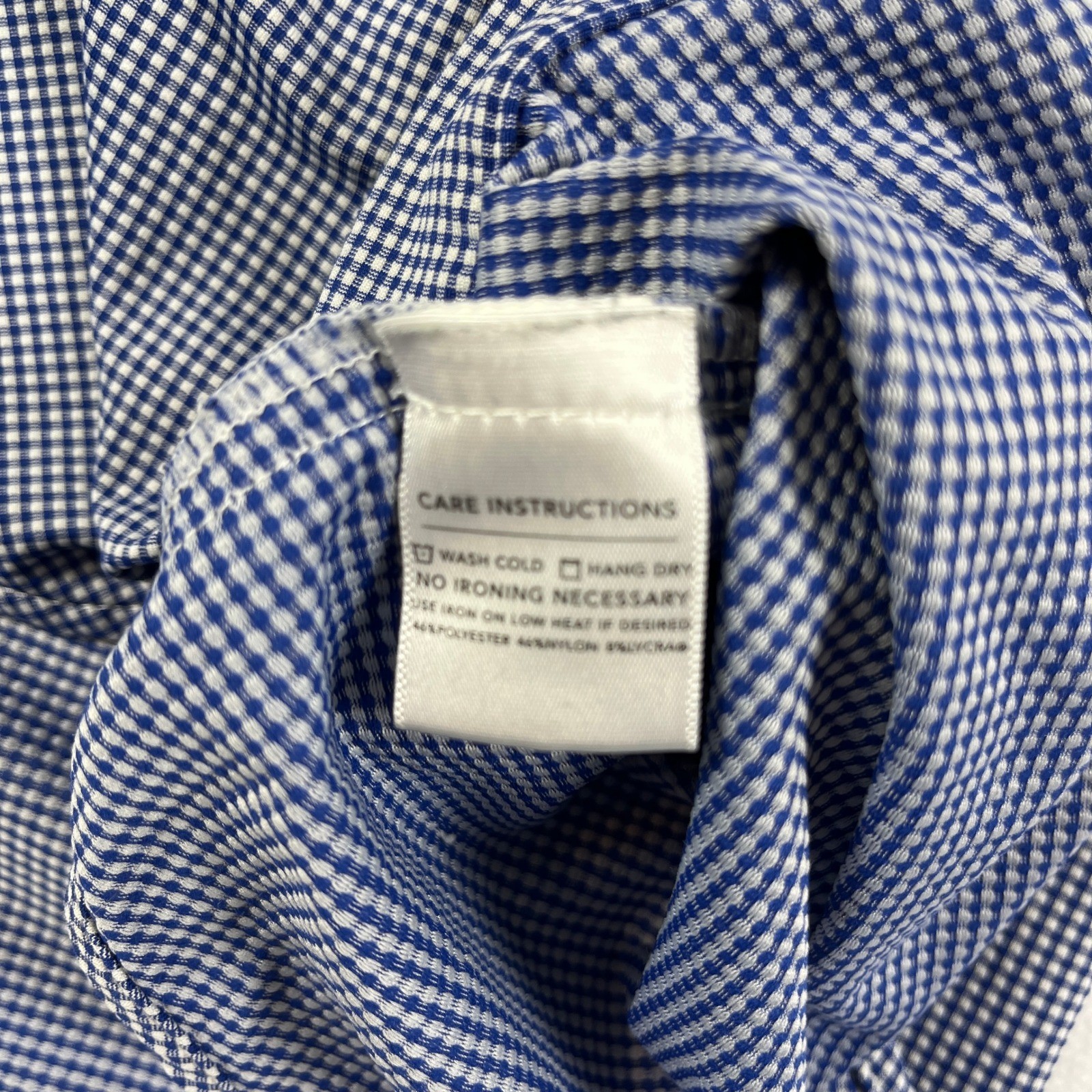Mizzen+Main Spinnaker Collection Mens L Standard Gingham Dress Shirt Blue White