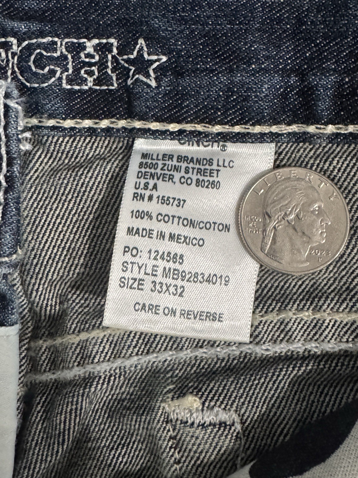 Cinch Men’s Blue Denim Jeans Straight Leg Regular Fit Mid Rise Medium Wash
