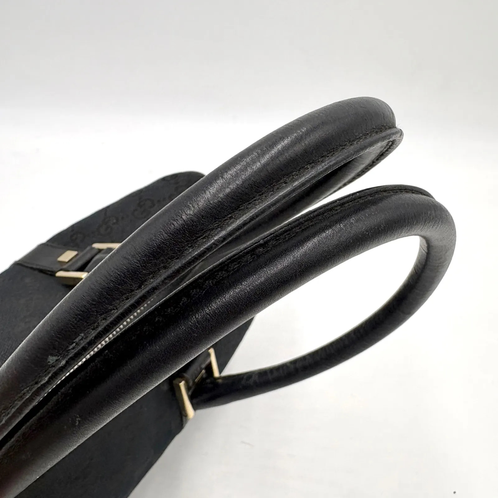 Auth Gucci GG Canvas Tote Bag Mini Boston Bag Shoulder Bag Black 001 0851 2Y3476