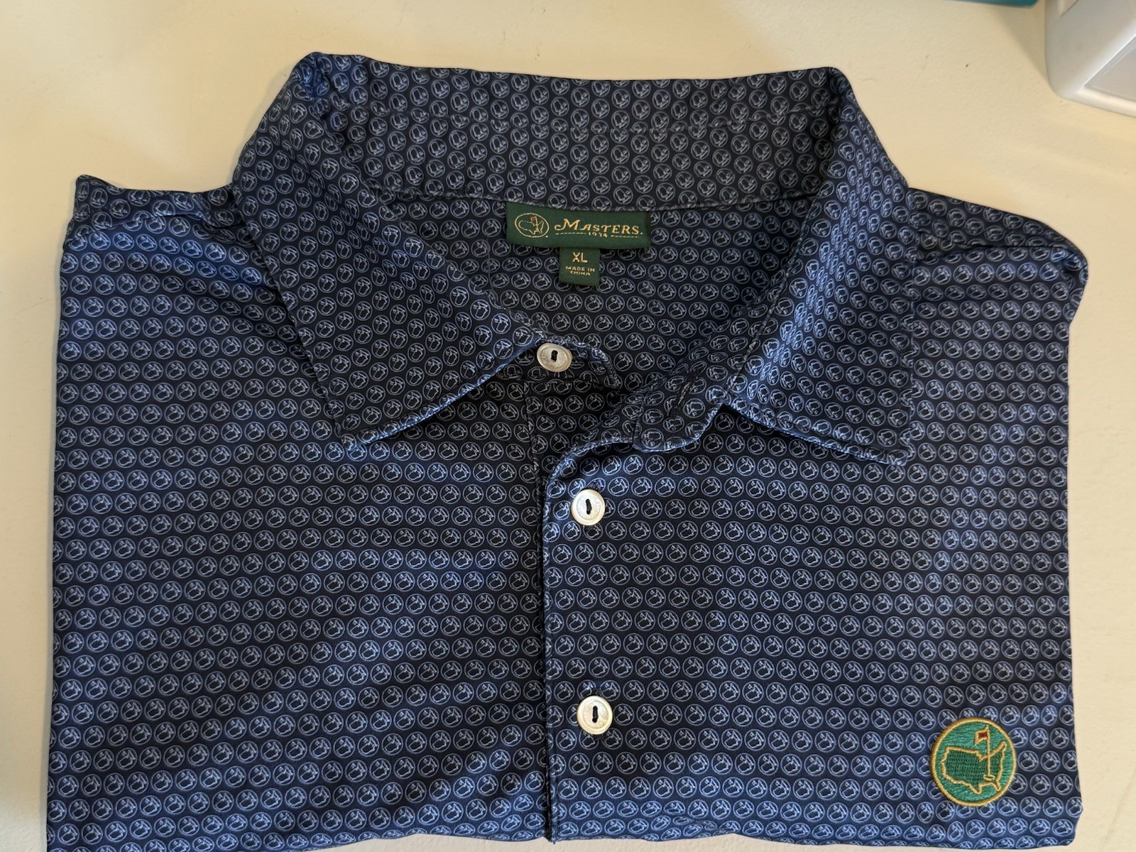 Berckmans Place Masters Men’s Golf Polo Shirt XL Blue All-Over Pattern