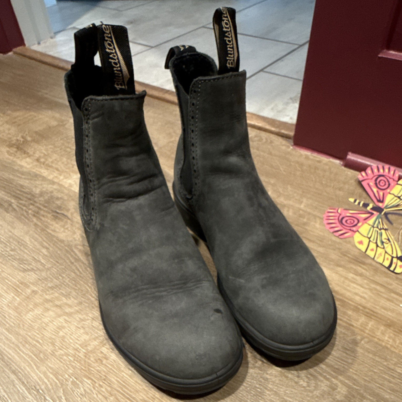 Blundstone Grey Leather Chelsea Ankle Boots US W10/M8 Pull On Boot