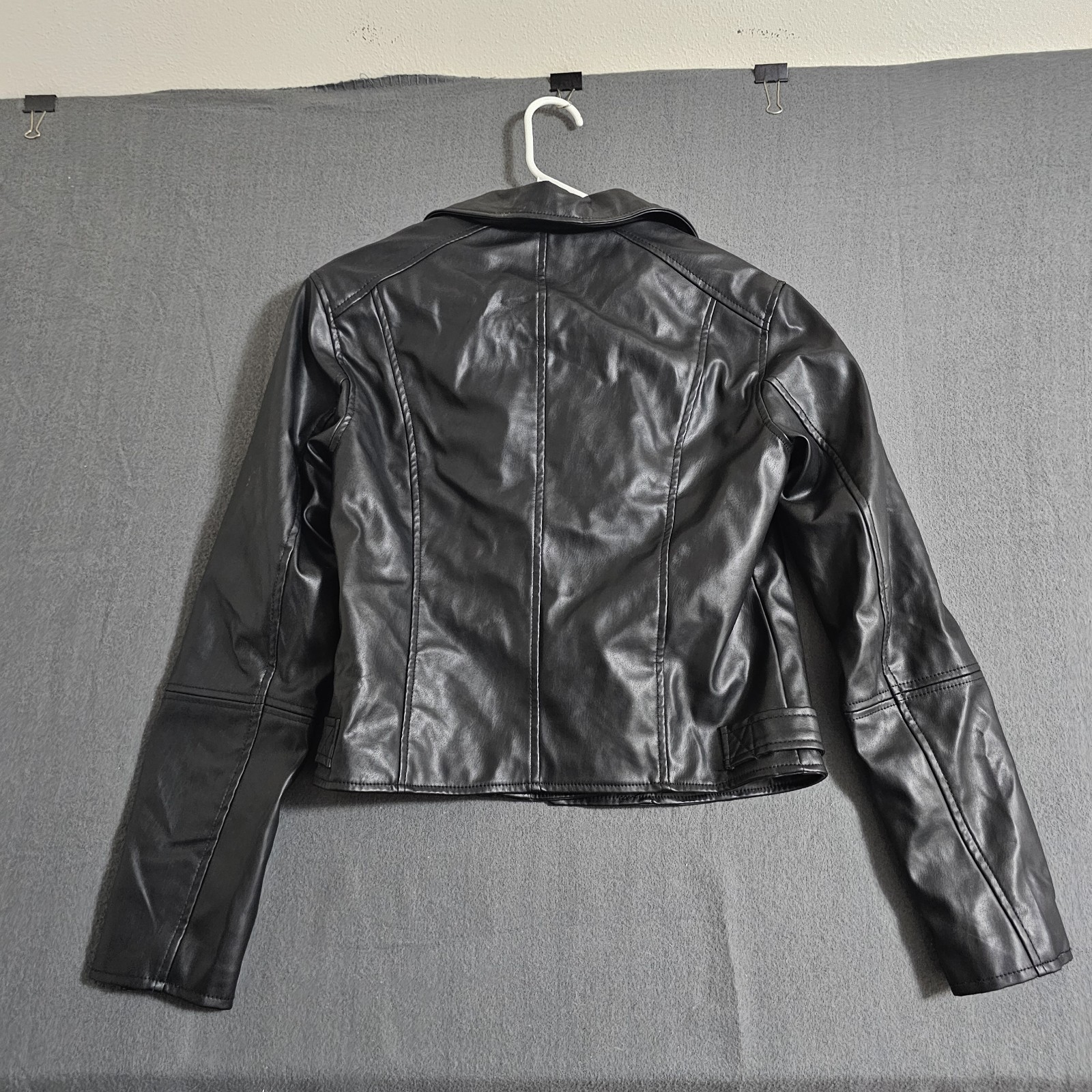 Ambiance Outerwear Medium Polyurethane Black Full Zip Biker Jacket
