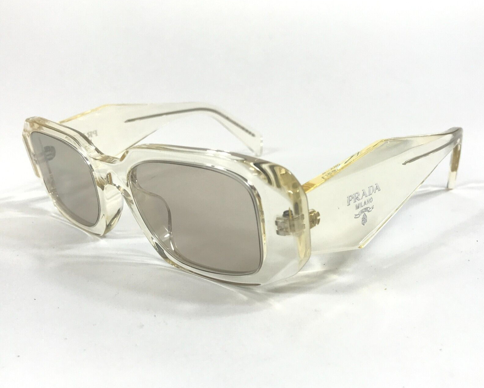Prada Sunglasses SPR 17W-F 19X-30N Transparent Champagne Asian Fit Silver Lenses