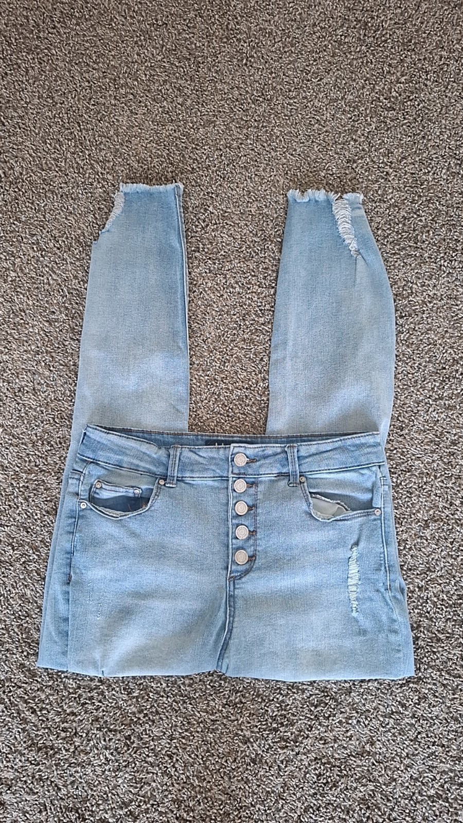 Indigo Rein Juniors Light Wash High Rise Fly Distressed Skinny Jeans 13/30