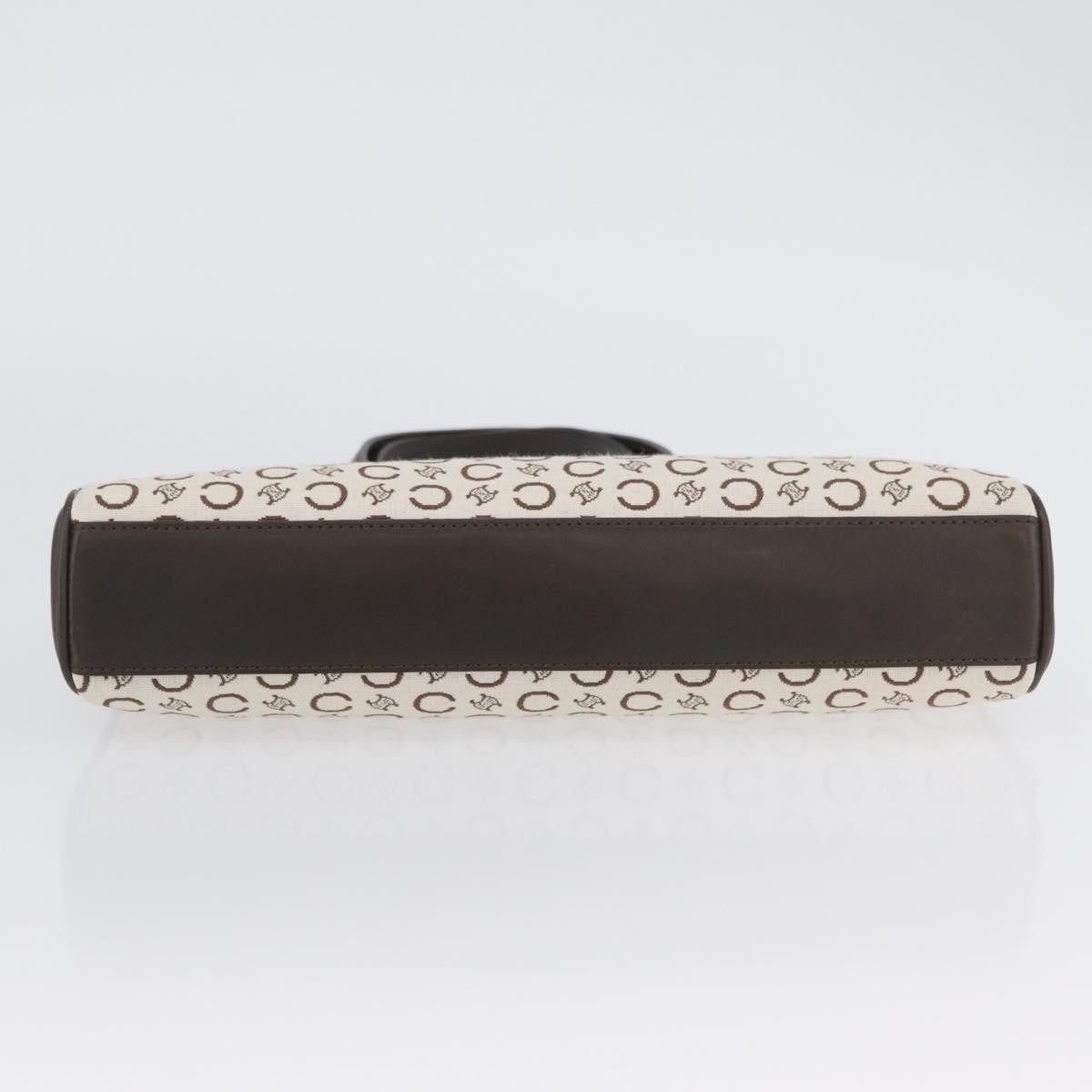 CELINE C Macadam Canvas Hand Bag White Gold Auth ep13890A
