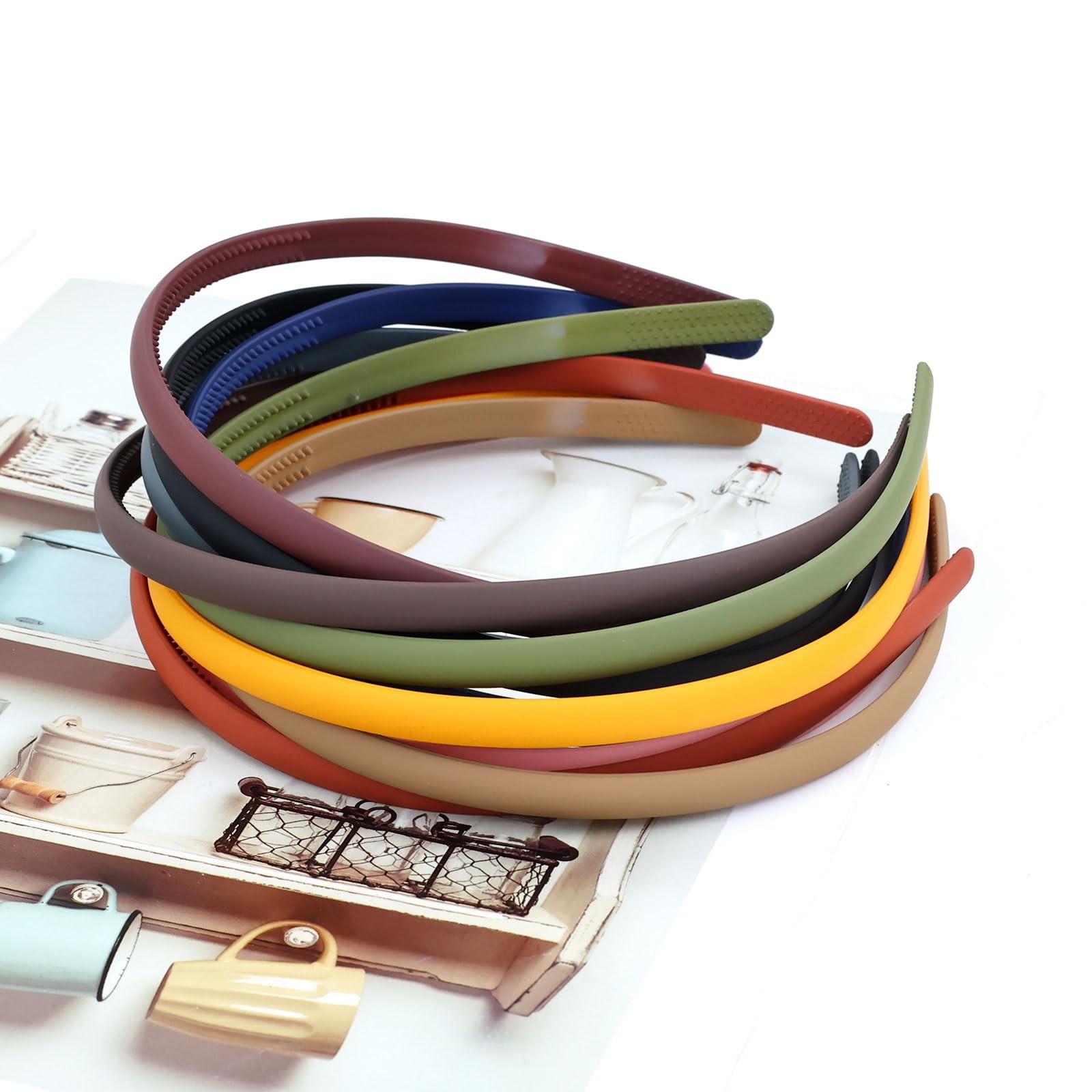 0.8cm/0.3″ Solid Plain Blank Thin Matte Plastic Headbands with Teeth DIY Craft