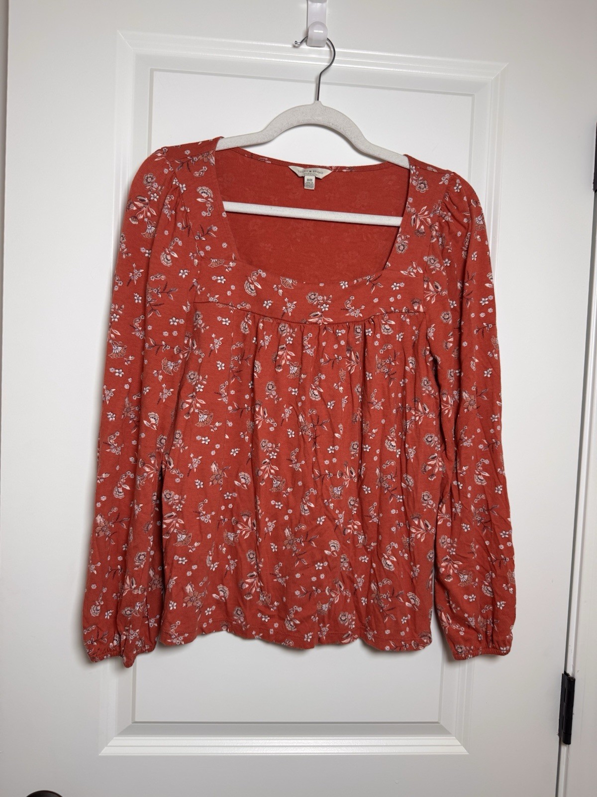 Lucky Brand Women’s Floral Print Top In Coral Size M
