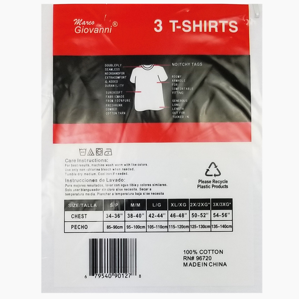 6-Pack Crew-Neck For Men’s 100% Cotton Tagless T-Shirt Undershirt Tee White