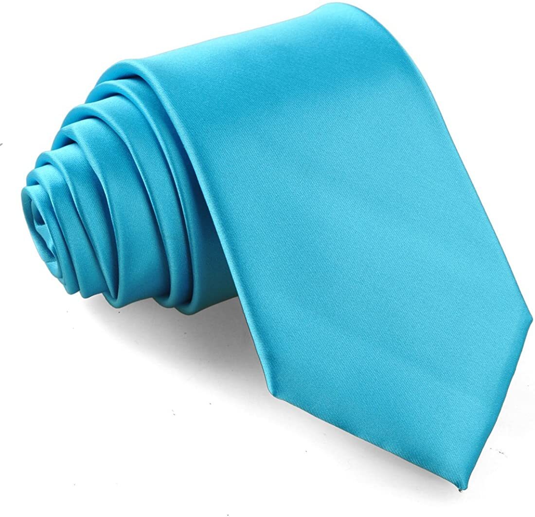 Fortunatever Mens Solid Color Tie, Pocket Square, Neckties, Regular or Skinny