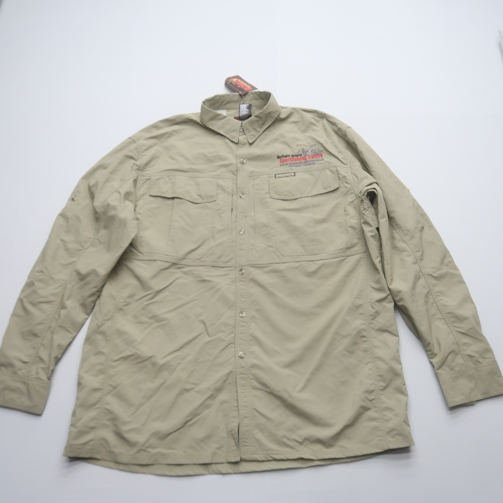 Bushlite Mens Vented Hiking Fishing Shirt XL Beige Outdoors Button Up New