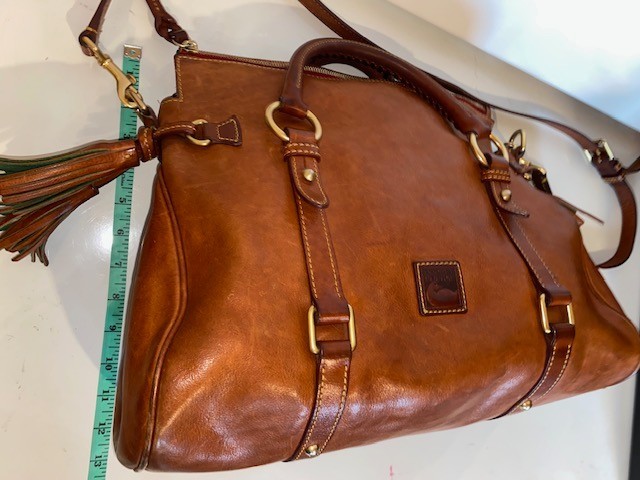 Dooney & Bourke Large Florentine Natural Leather Satchel w/Crossbody Strap