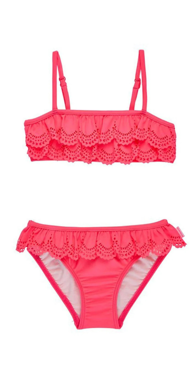 Seafolly Girls Jewel Cove Ruffle Bikini Set in Pink Soda 26116T