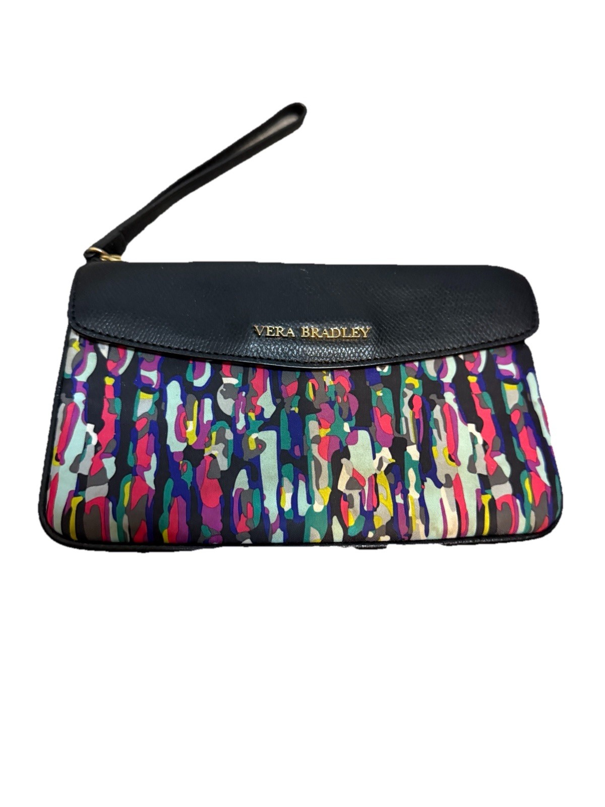 Vera Bradley Multicolor Clutch Wallet Wristlet Fabric Zipper Button Closure