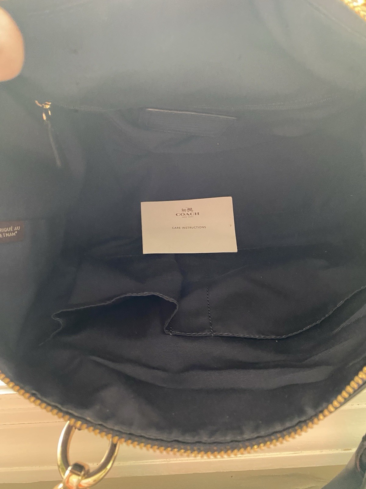 Coach Large Navy Satchel Top Handle Zip Closure Detachable Strap Gold Hardware