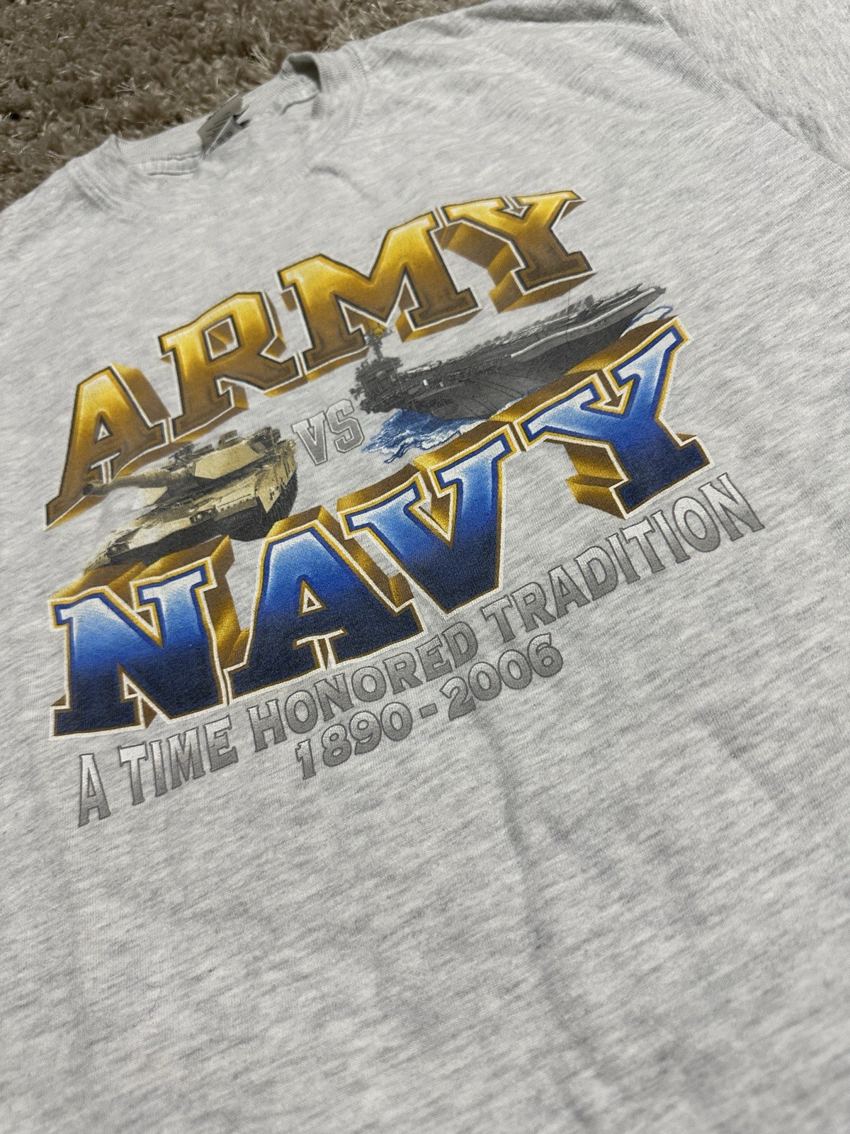 Vintage 2006 Army vs Navy Rivalry T-Shirt Hanes Beefy-T Gray Football USA Medium