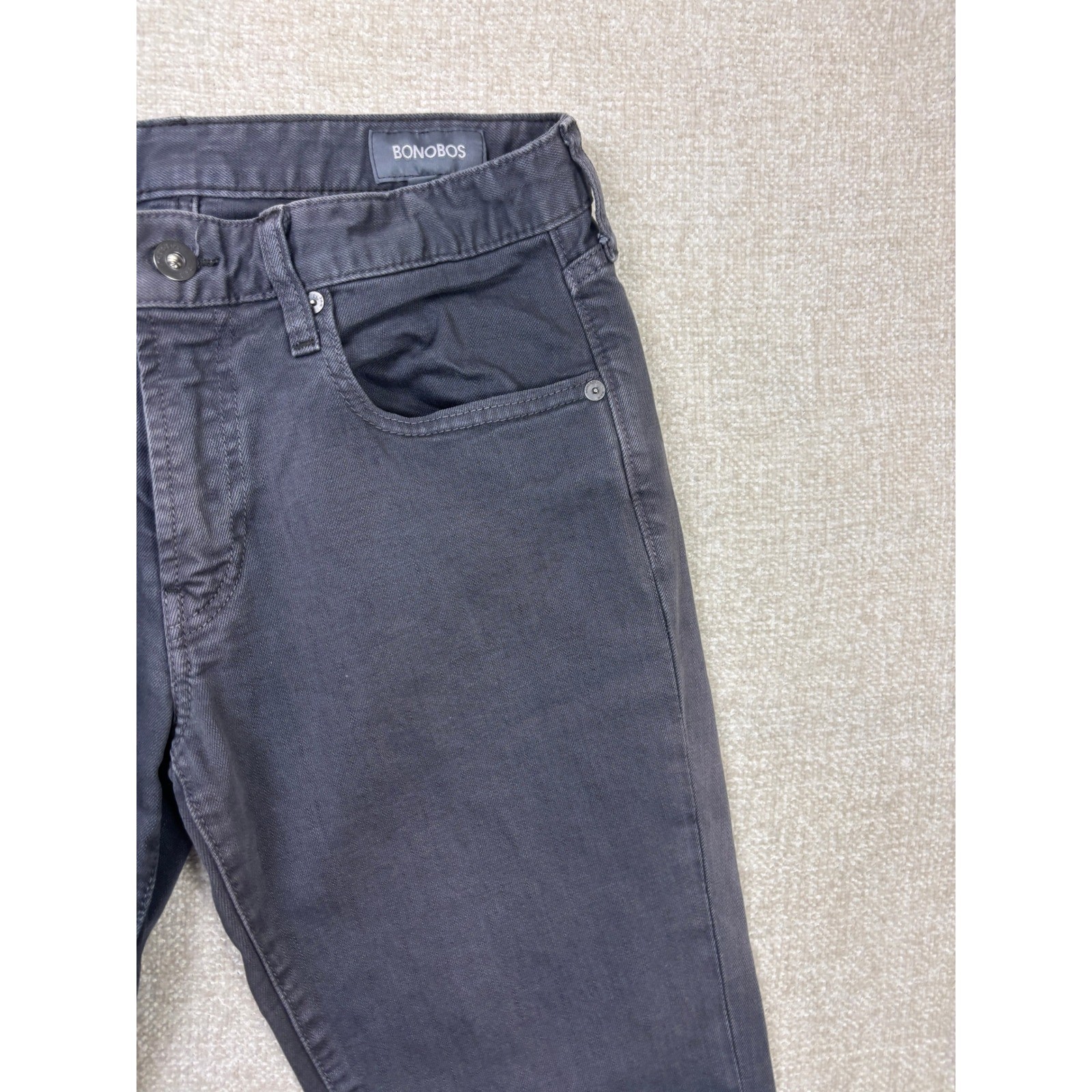 Bonobos Mens Slim Straight Five Pocket Pants Charcoal Gray Size 30/32 Stretch