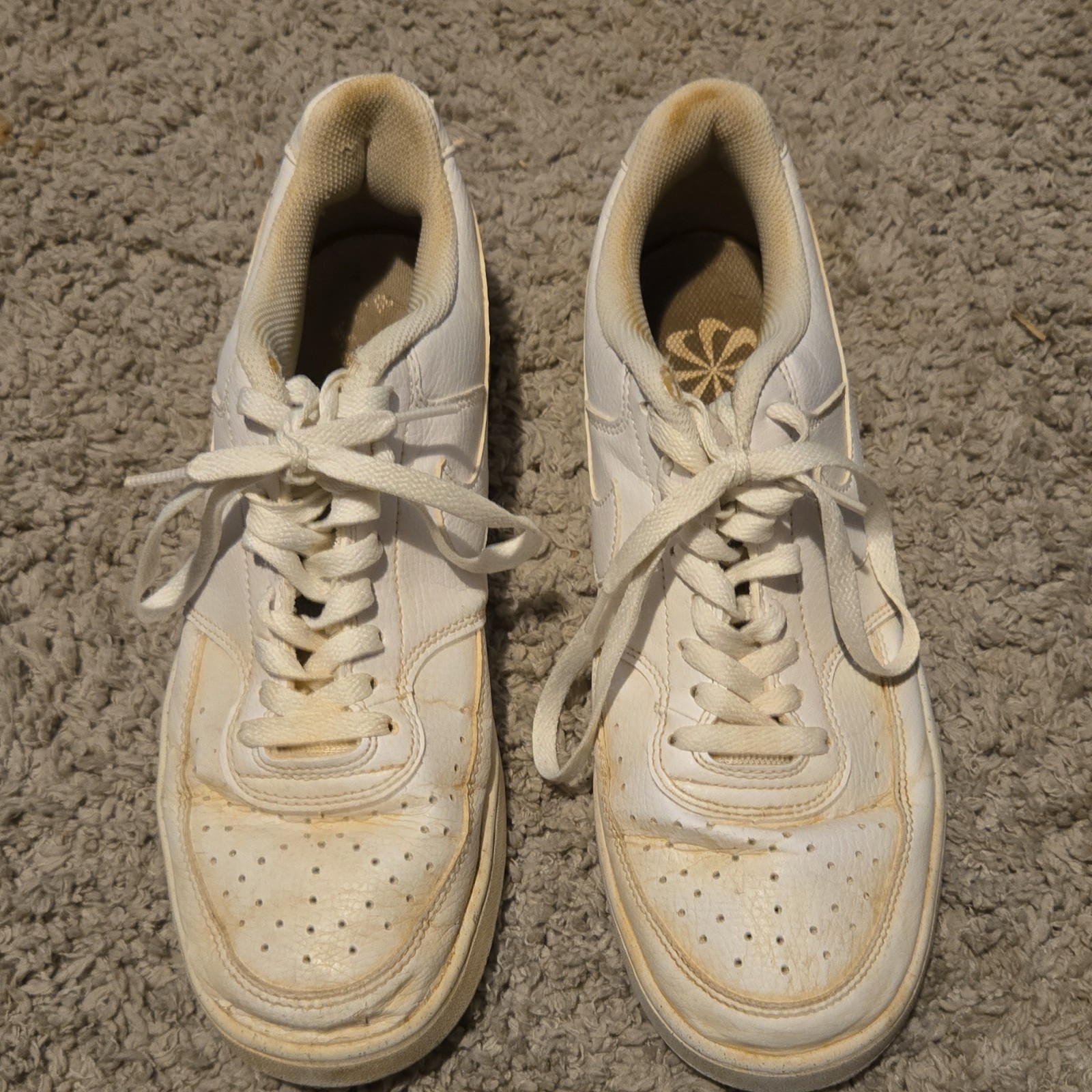 Nike Court Vision Next Nature Low Triple White Leather Sneakers DH2987-100 Men