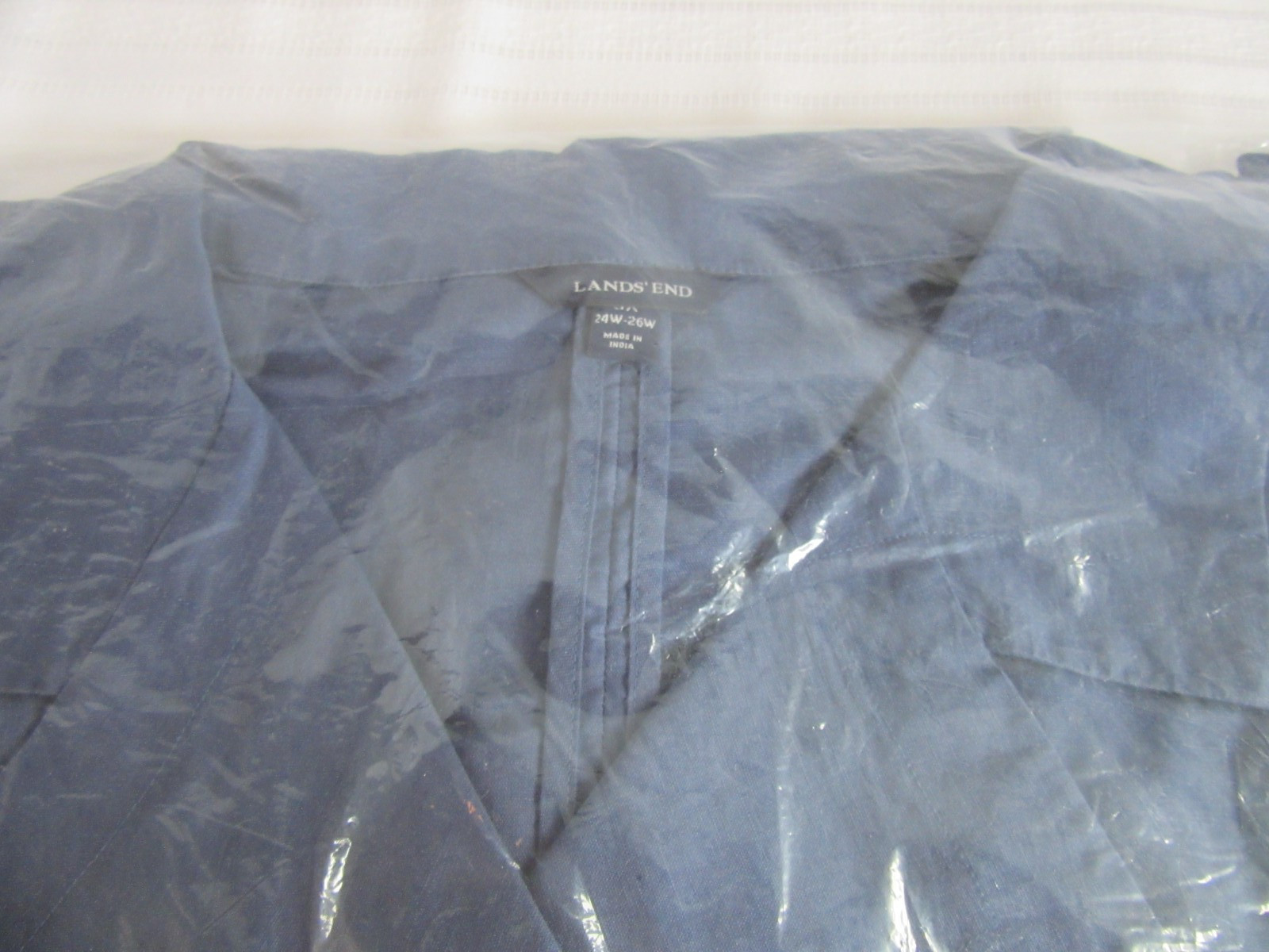 Lands’ End Linen Cotton Blend Long Sleeved Blue Jacket #416975 Size 3X NEW!