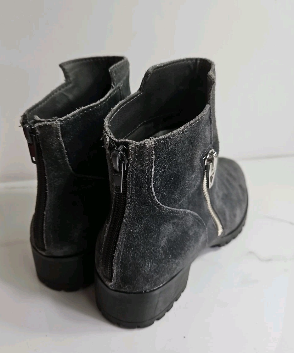 Dolce Vita Ash Gray Suede Leather Zipper Up Ankle Boots 7.5M